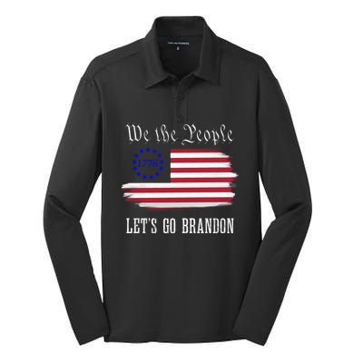 We The People LetS Go Brandon American Flag Gift Silk Touch Performance Long Sleeve Polo