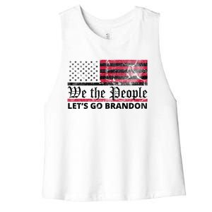 We The People Let's Go Brandon Patriotic Women's Racerback Cropped Tank