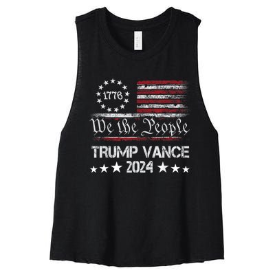 We The People Trump Vance 2024 Women's Racerback Cropped Tank