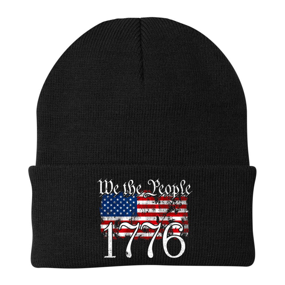 We The People 1776 U S Constitution Freedom American Flag Gift Beanie