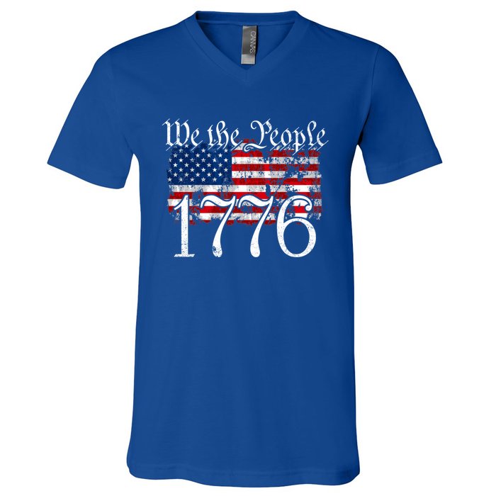 We The People 1776 U S Constitution Freedom American Flag Gift V-Neck T-Shirt