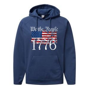 We The People 1776 U S Constitution Freedom American Flag Gift Performance Fleece Hoodie