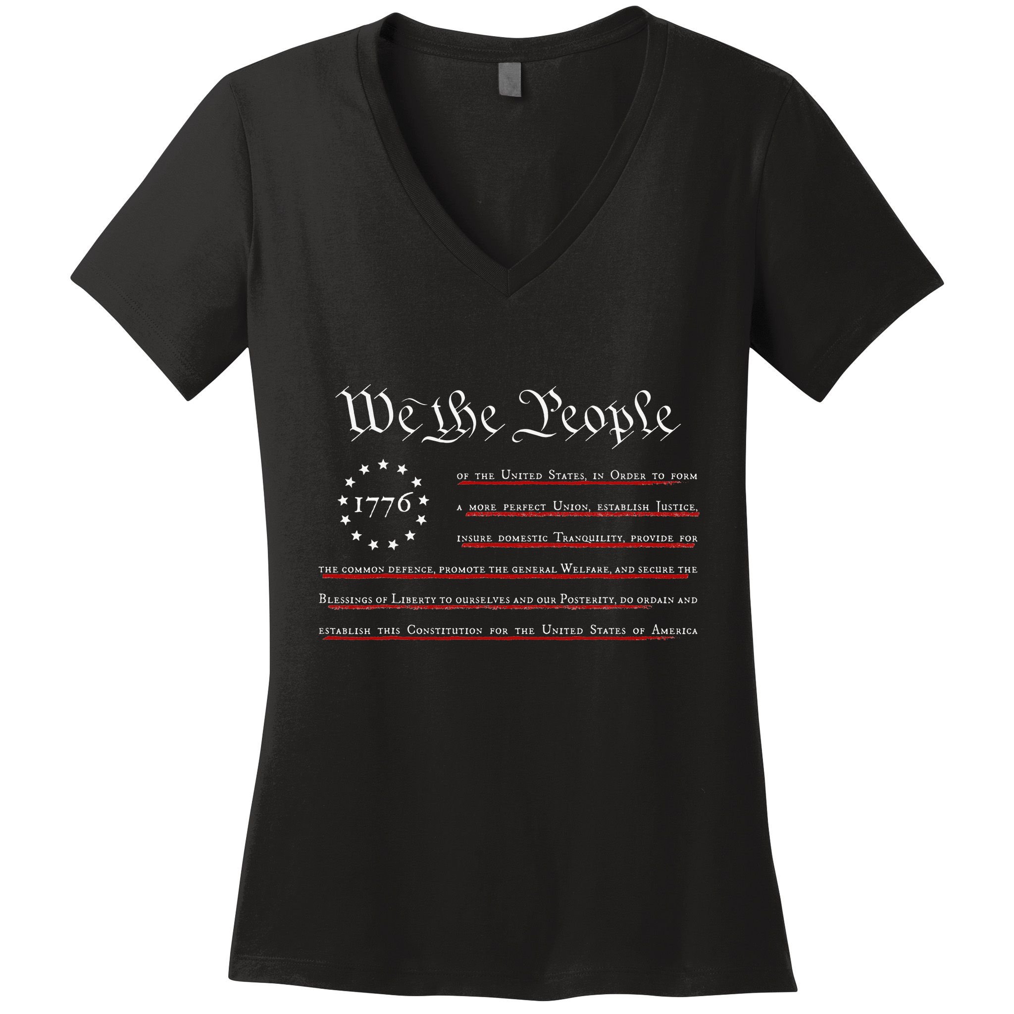 WE THE PEOPLE Preamble US Constitution 4th Of July 1776 Women's V-Neck T-Shirt