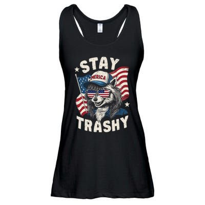 White Trash Party Attire Redneck Raccoon Stay Trashy Usa Ladies Essential Flowy Tank