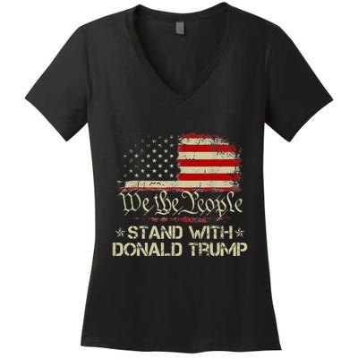 We The People Stand With Donald Trump 2024 Women's V-Neck T-Shirt