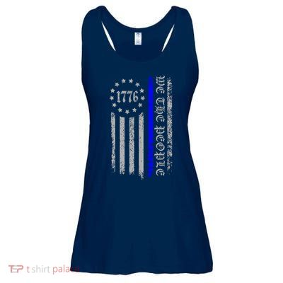 We The People Thin Blue Line Betsy Rose 1776 Ladies Essential Flowy Tank