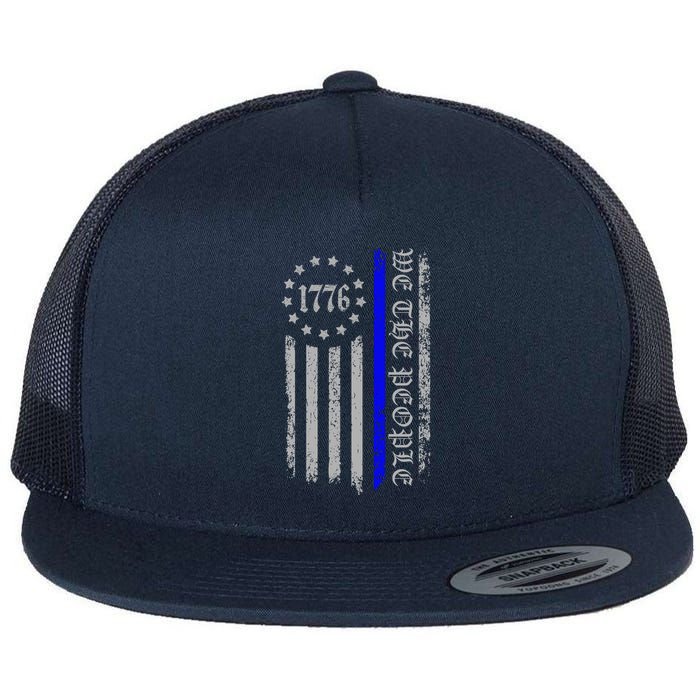 We The People Thin Blue Line Betsy Rose 1776 Flat Bill Trucker Hat