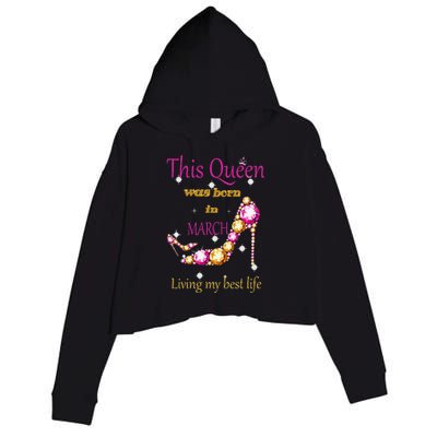 Wo This Queen was Born In March Crop Fleece Hoodie