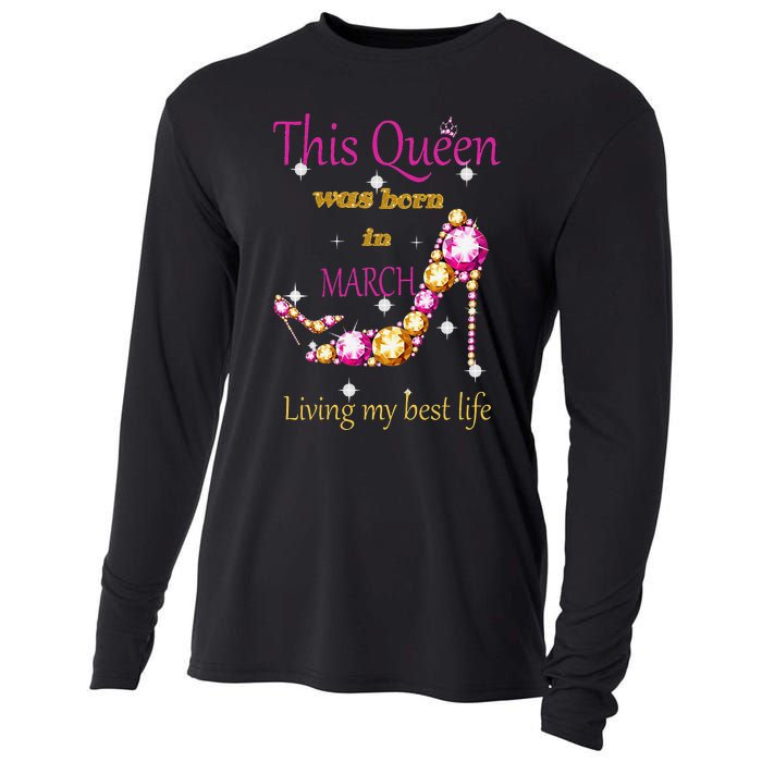 Wo This Queen was Born In March Cooling Performance Long Sleeve Crew