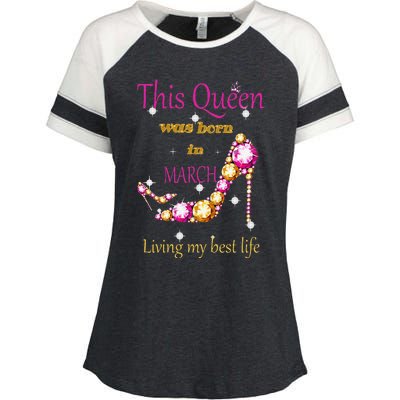 Wo This Queen was Born In March Enza Ladies Jersey Colorblock Tee