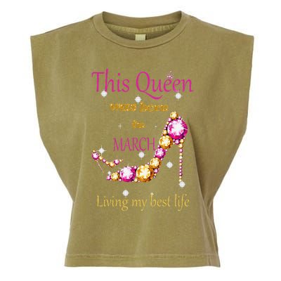 Wo This Queen was Born In March Garment-Dyed Women's Muscle Tee