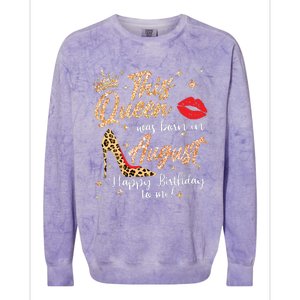 Womens This Queen Was Born In August Happy Birthday To Me Colorblast Crewneck Sweatshirt