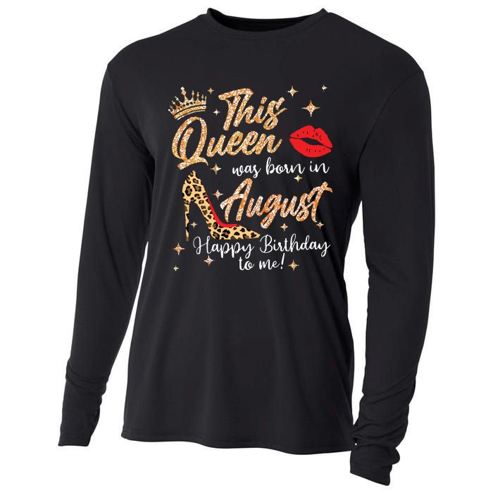 Womens This Queen Was Born In August Happy Birthday To Me Cooling Performance Long Sleeve Crew