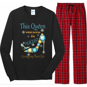 Womens This Queen Was Born In August Shirts Long Sleeve Pajama Set