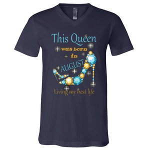 Womens This Queen Was Born In August Shirts V-Neck T-Shirt