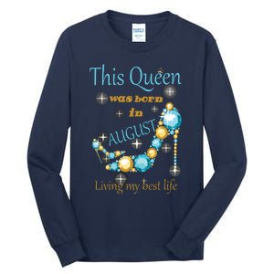 Womens This Queen Was Born In August Shirts Tall Long Sleeve T-Shirt