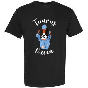 Womens Taurus Queen African American Black Womens Zodiac Birthday Garment-Dyed Heavyweight T-Shirt