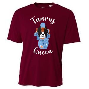 Womens Taurus Queen African American Black Womens Zodiac Birthday Cooling Performance Crew T-Shirt