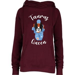 Womens Taurus Queen African American Black Womens Zodiac Birthday Womens Funnel Neck Pullover Hood