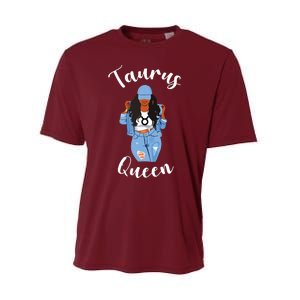 Womens Taurus Queen African American Black Womens Zodiac Birthday Performance Sprint T-Shirt