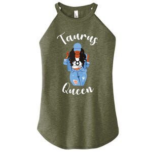 Womens Taurus Queen African American Black Womens Zodiac Birthday Women's Perfect Tri Rocker Tank