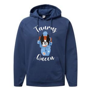 Womens Taurus Queen African American Black Womens Zodiac Birthday Performance Fleece Hoodie