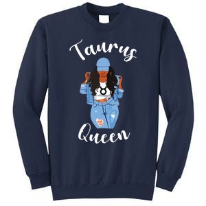 Womens Taurus Queen African American Black Womens Zodiac Birthday Sweatshirt