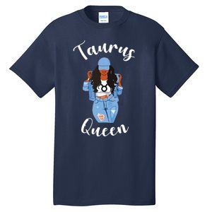 Womens Taurus Queen African American Black Womens Zodiac Birthday Tall T-Shirt