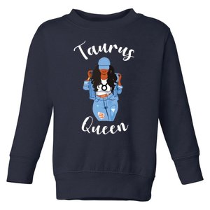 Womens Taurus Queen African American Black Womens Zodiac Birthday Toddler Sweatshirt