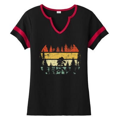 Wildlife Trees Retro Forest Outdoors Nature Ladies Halftime Notch Neck Tee