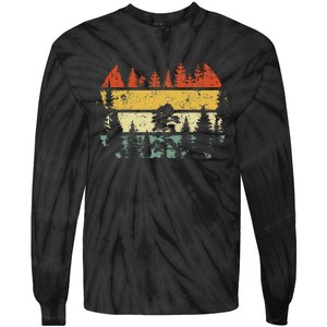 Wildlife Trees Retro Forest Outdoors Nature Tie-Dye Long Sleeve Shirt