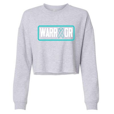 Warrior Teal Ribbon Ptsd Awareness Support Gift Cropped Pullover Crew