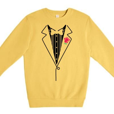 Wedding Tuxedo Red Rose Suit Premium Crewneck Sweatshirt