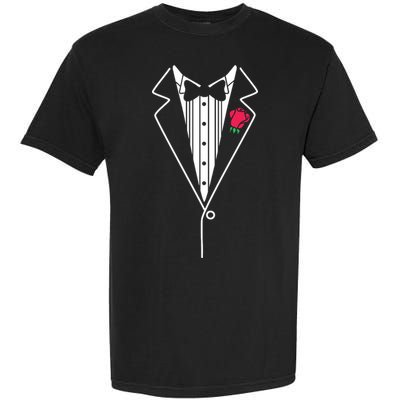 Wedding Tuxedo Red Rose Suit Garment-Dyed Heavyweight T-Shirt
