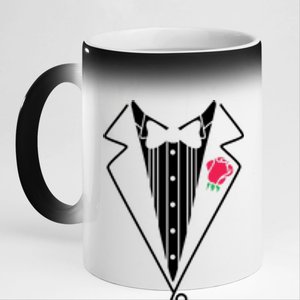 Wedding Tuxedo Red Rose Suit 11oz Black Color Changing Mug