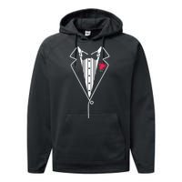 Wedding Tuxedo Red Rose Suit Performance Fleece Hoodie