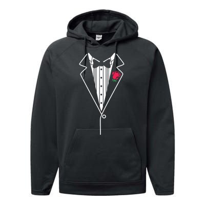 Wedding Tuxedo Red Rose Suit Performance Fleece Hoodie