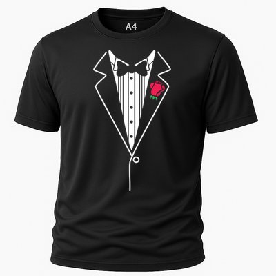 Wedding Tuxedo Red Rose Suit Cooling Performance Crew T-Shirt