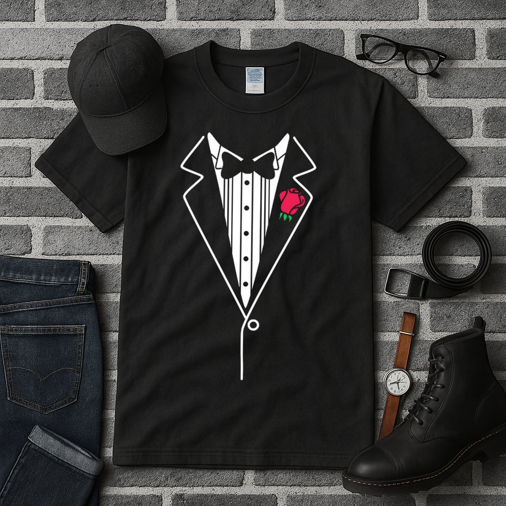 Wedding Tuxedo Red Rose Suit Tall T-Shirt