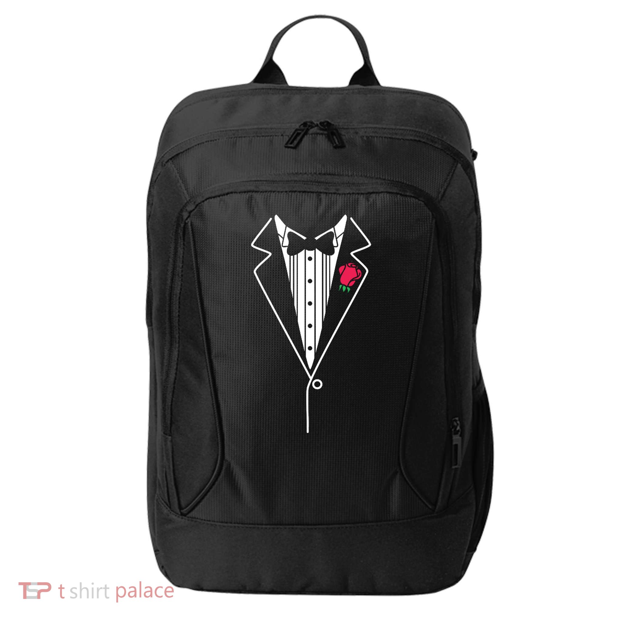 Wedding Tuxedo Red Rose Suit City Backpack