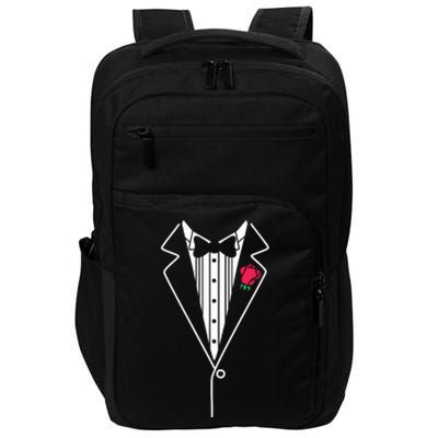 Wedding Tuxedo Red Rose Suit Impact Tech Backpack