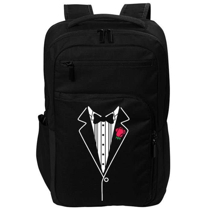 Wedding Tuxedo Red Rose Suit Impact Tech Backpack