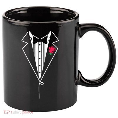 Wedding Tuxedo Red Rose Suit 11oz C Handle Ceramic Mug