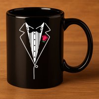 Wedding Tuxedo Red Rose Suit 11oz C Handle Ceramic Mug