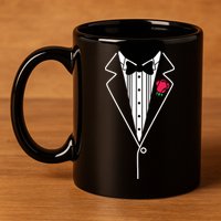 Wedding Tuxedo Red Rose Suit 11oz C Handle Ceramic Mug