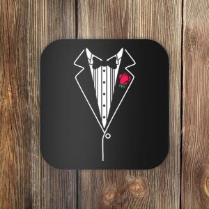 Wedding Tuxedo Red Rose Suit Coaster