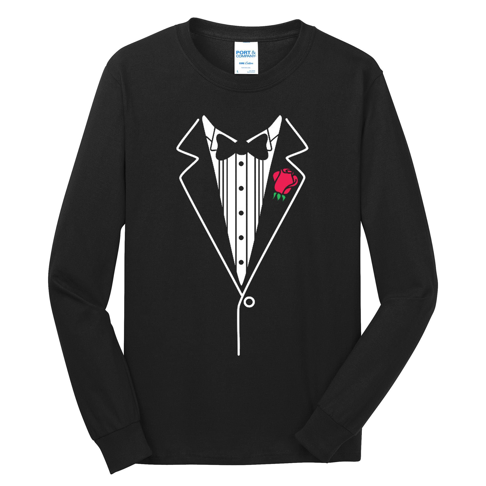Wedding Tuxedo Red Rose Suit Tall Long Sleeve T-Shirt