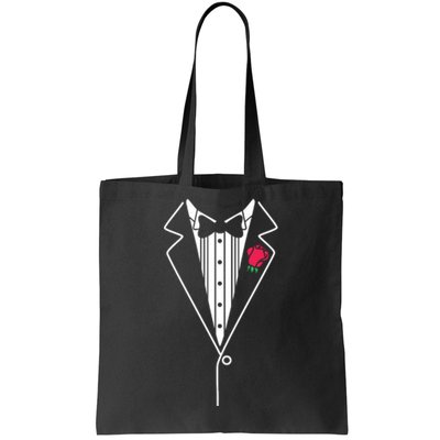 Wedding Tuxedo Red Rose Suit Tote Bag