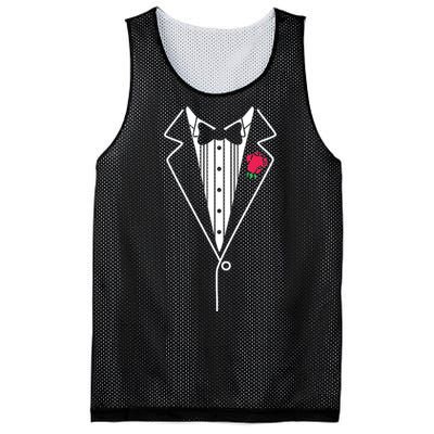 Wedding Tuxedo Red Rose Suit Mesh Reversible Basketball Jersey Tank