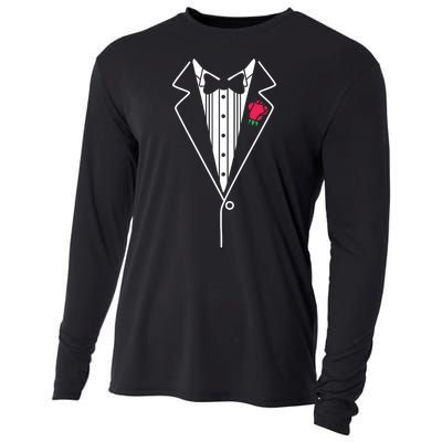 Wedding Tuxedo Red Rose Suit Cooling Performance Long Sleeve Crew